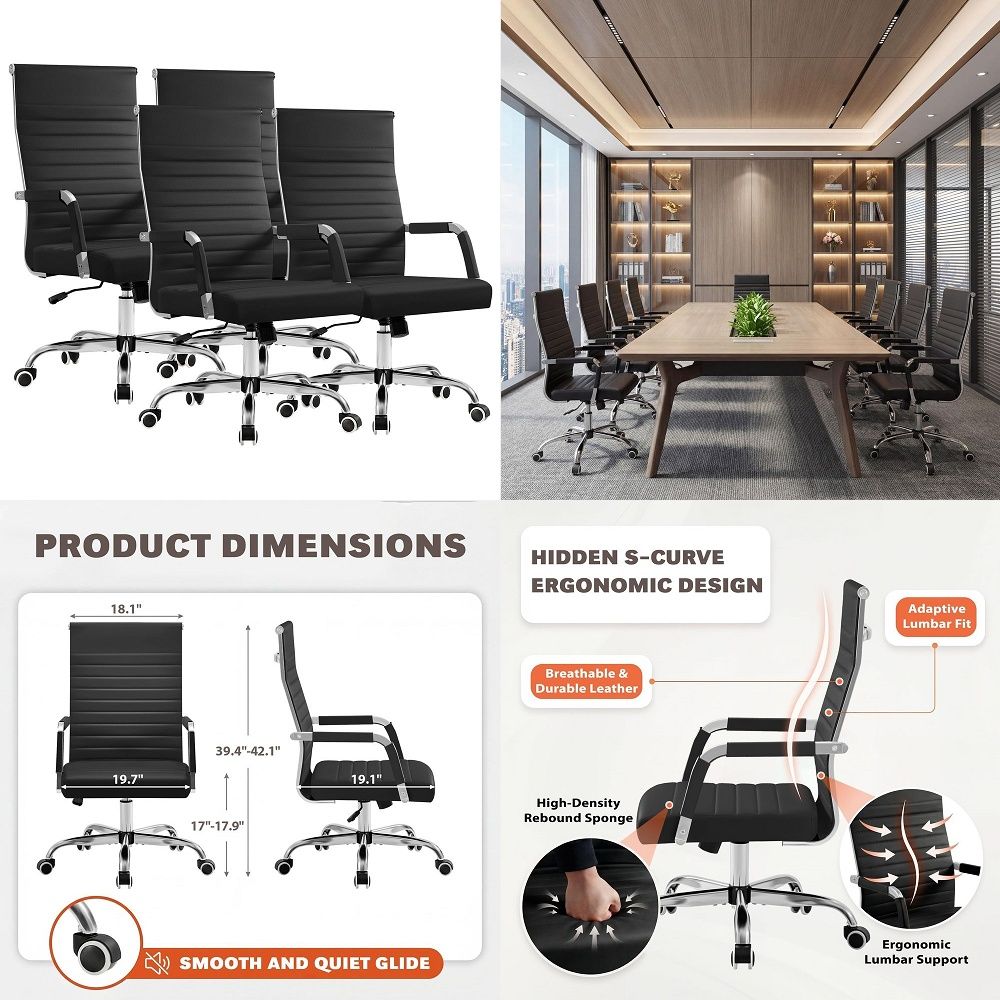 Ergonomic Office Chair - Ergonomic Office Desk Chair, Executive Ribbed