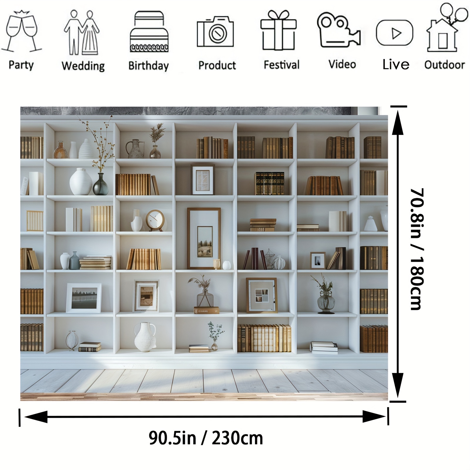 1pc White Bookshelf background - Home Office Zoom Background Free recension och pris