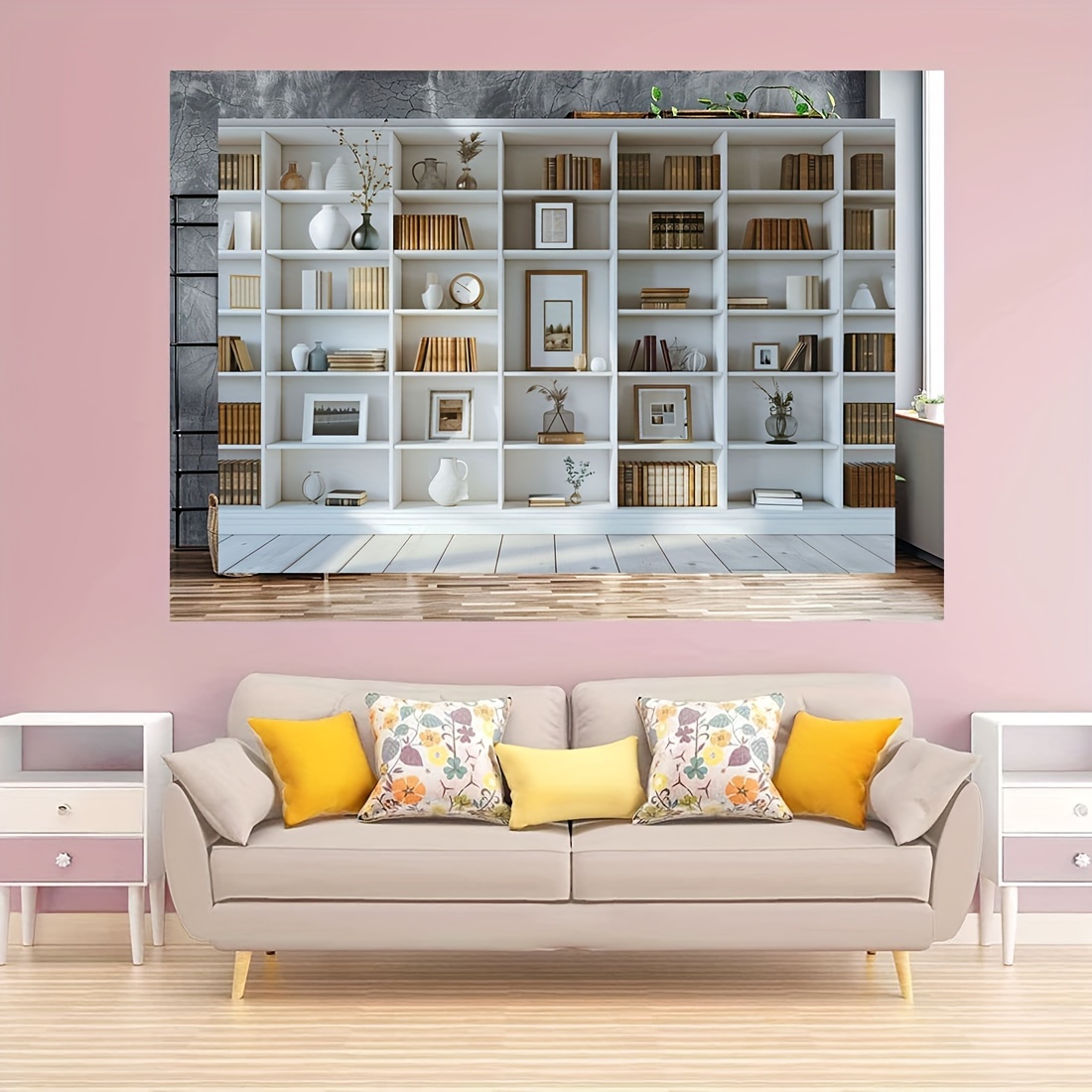 1pc White Bookshelf background - Home Office Zoom Background Free recension och pris