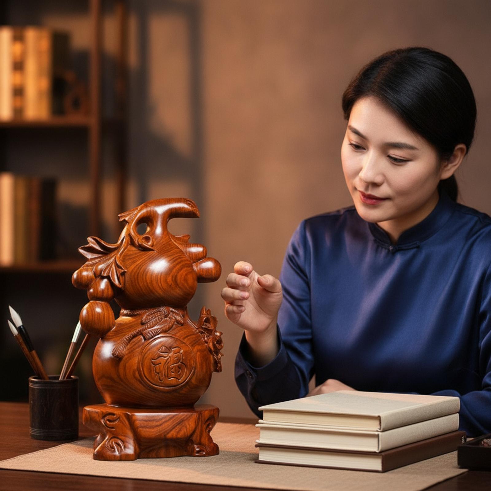 Elegant Rosewood Gourd Sculptu - Home Office Feng Shui recension och pris