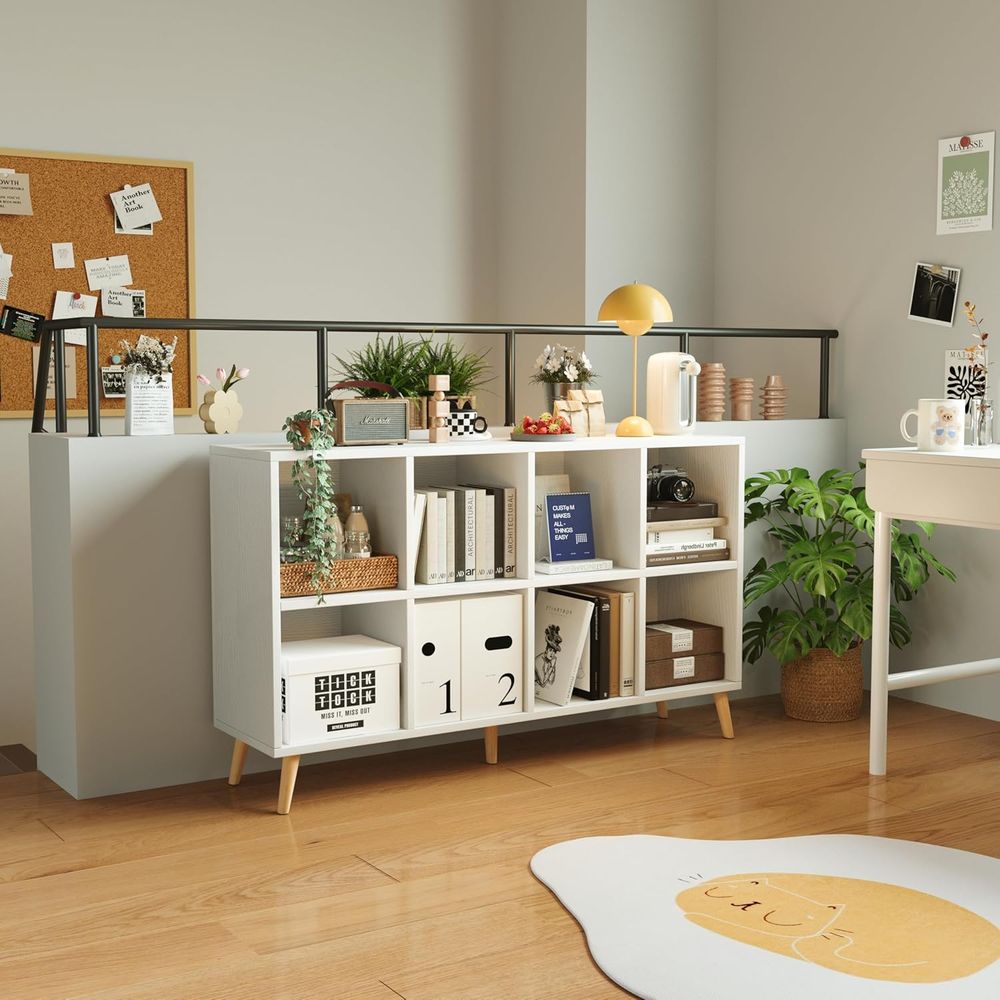 2 Tier Wooden Bookshelf with L - Home Office With Bookshelves recension och pris