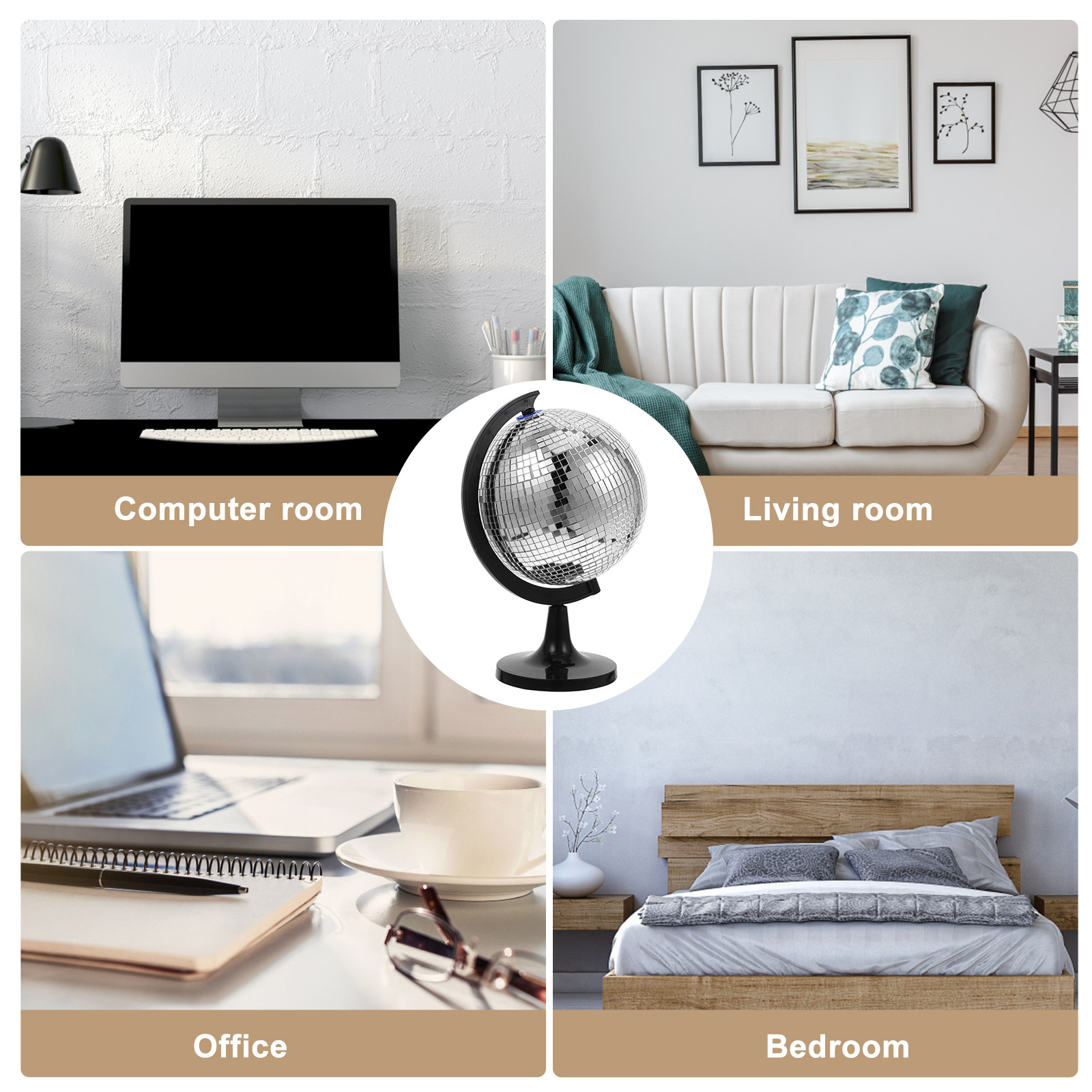 Whimsical Disco Globe Decor Re - Home Office With Bookshelves recension och pris