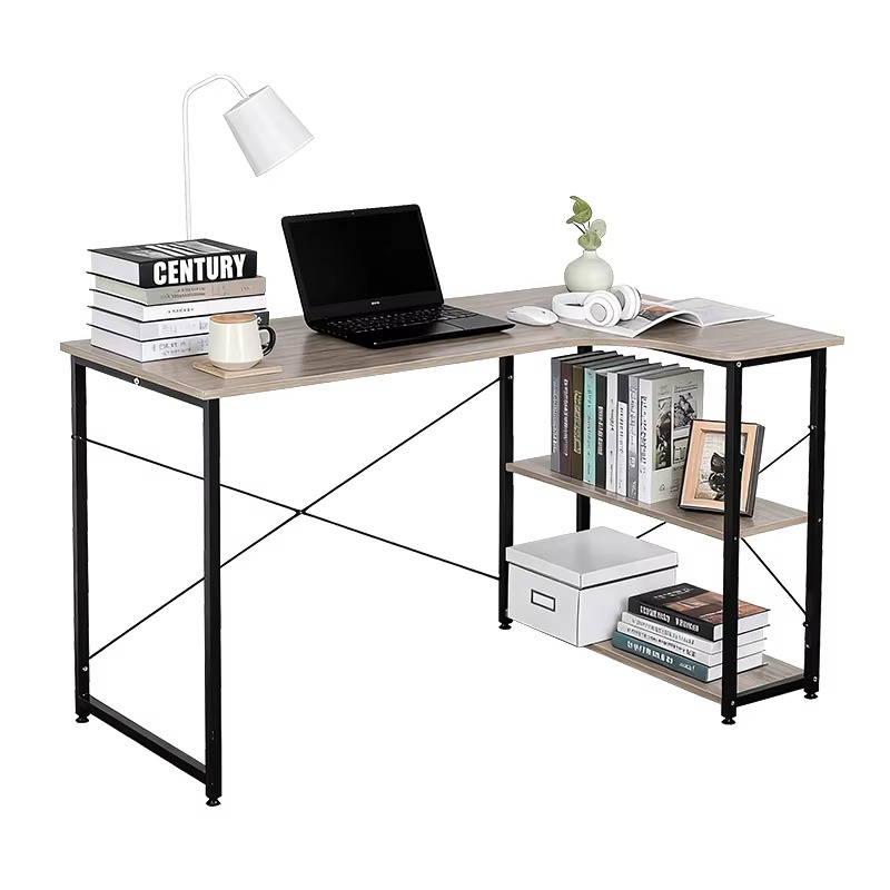 L Shaped Corner Desk With Book - Home Office With Bookshelves recension och pris