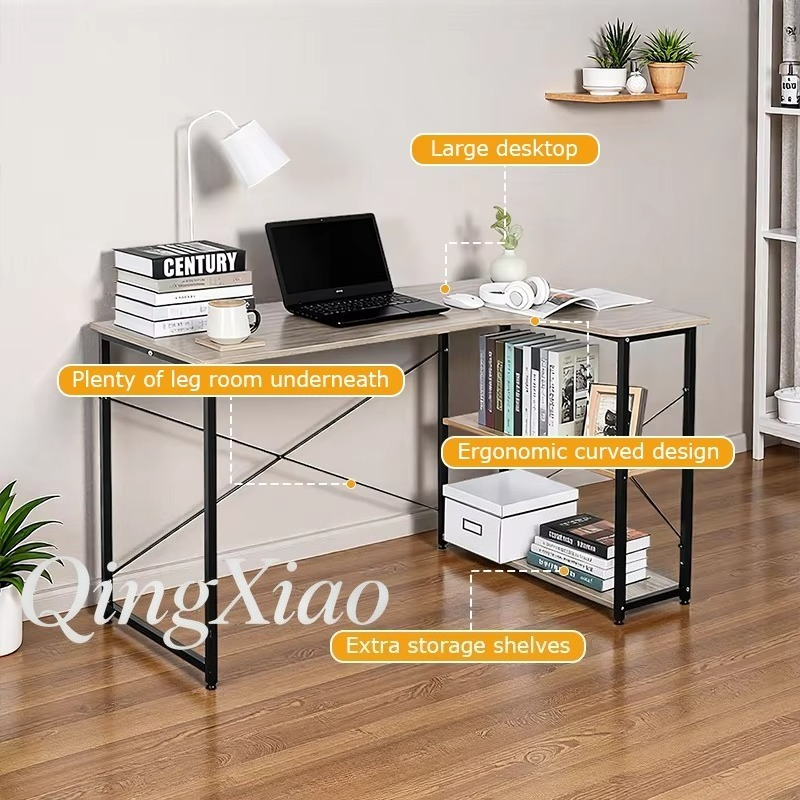 L Shaped Corner Desk With Book - Home Office With Bookshelves recension och pris