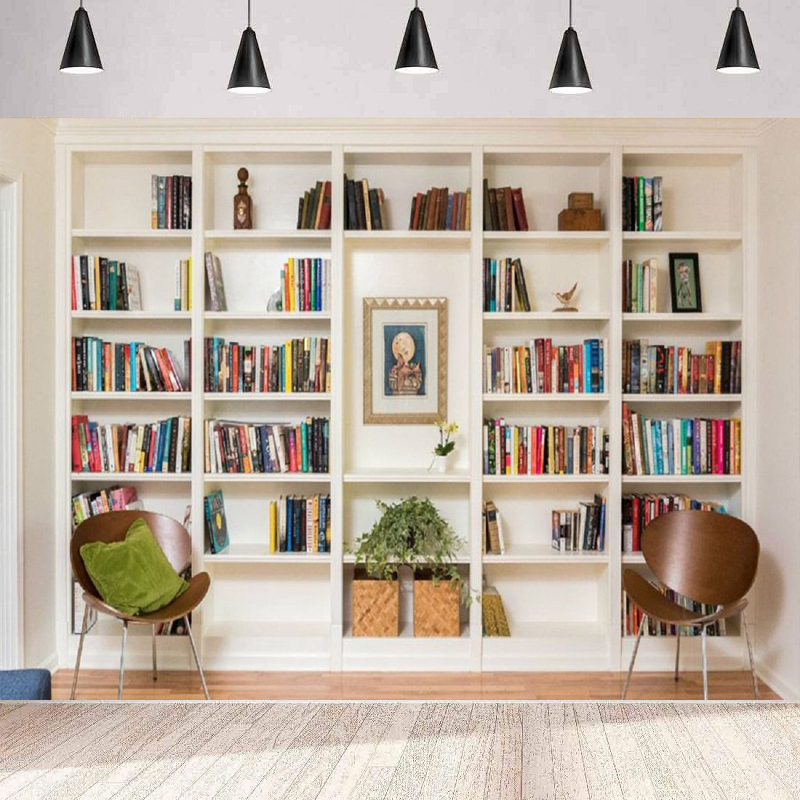 White Bookshelf Photography Ba - Home Office Zoom Background Free recension och pris