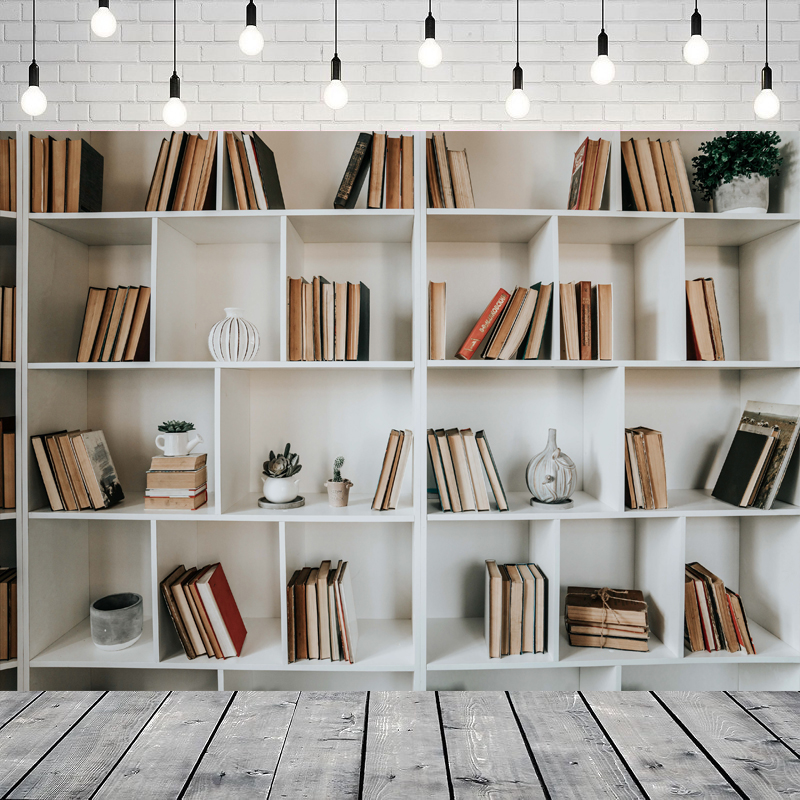 White Bookshelf Photography Ba - Home Office Zoom Background Free recension och pris