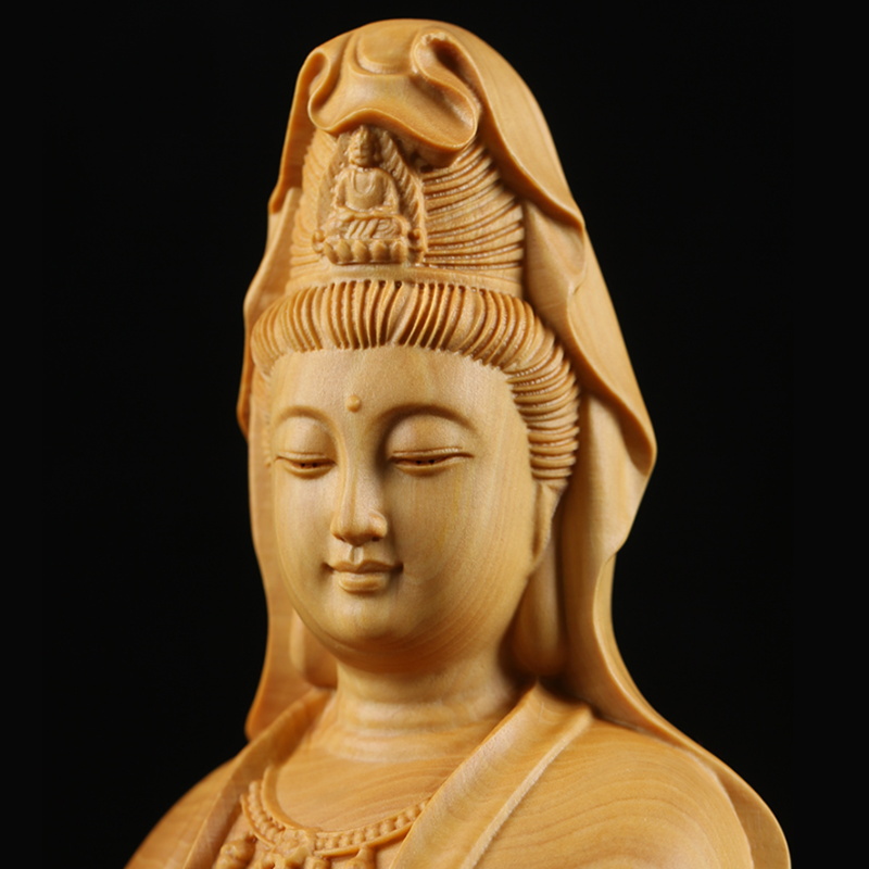 Natural Cypress Guanyin  Buddh - Home Office Feng Shui recension och pris