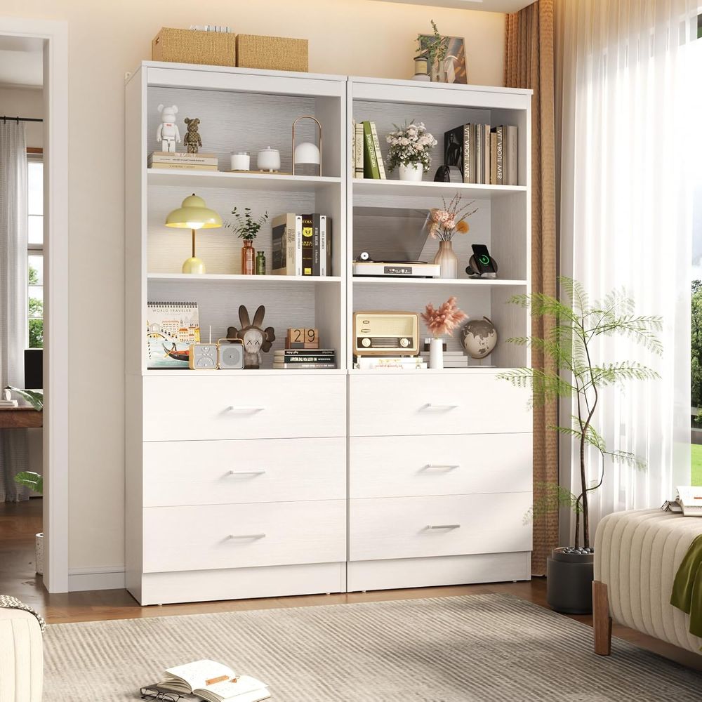 6-Tier White Wooden Bookshelf  - Home Office With Bookshelves recension och pris