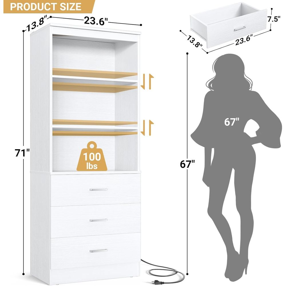 6-Tier White Wooden Bookshelf  - Home Office With Bookshelves recension och pris