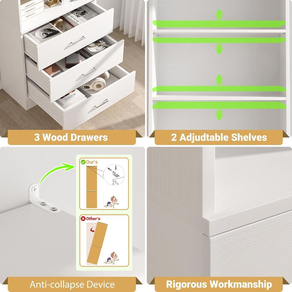 6-Tier White Wooden Bookshelf  - Home Office With Bookshelves recension och pris