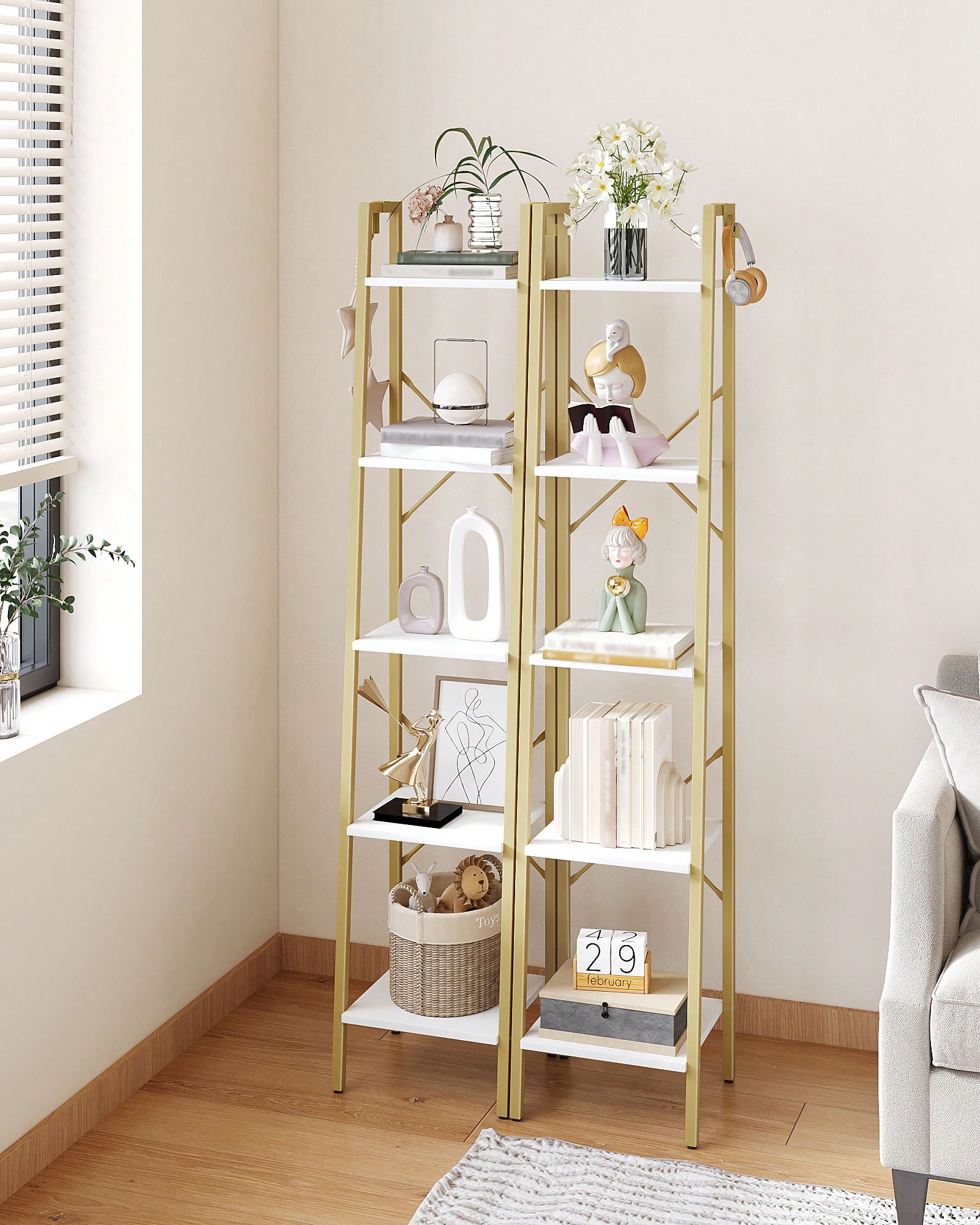5 Tier Ladder Shelf Modern Gla - Home Office With Bookshelves recension och pris
