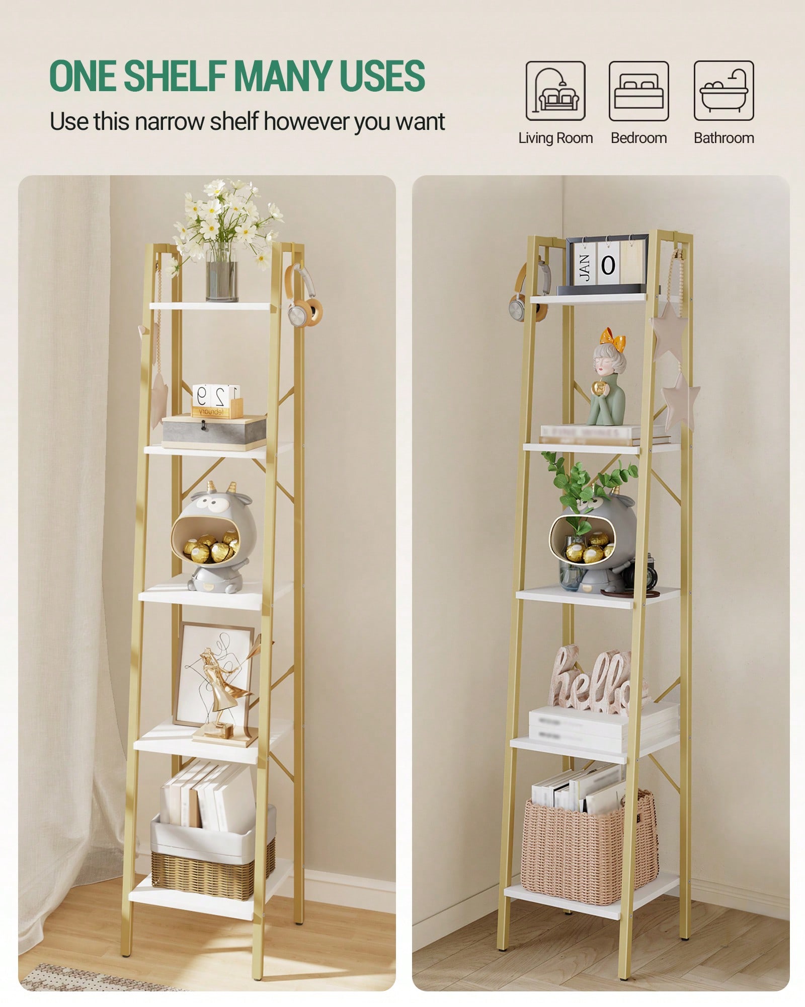 5 Tier Ladder Shelf Modern Gla - Home Office With Bookshelves recension och pris
