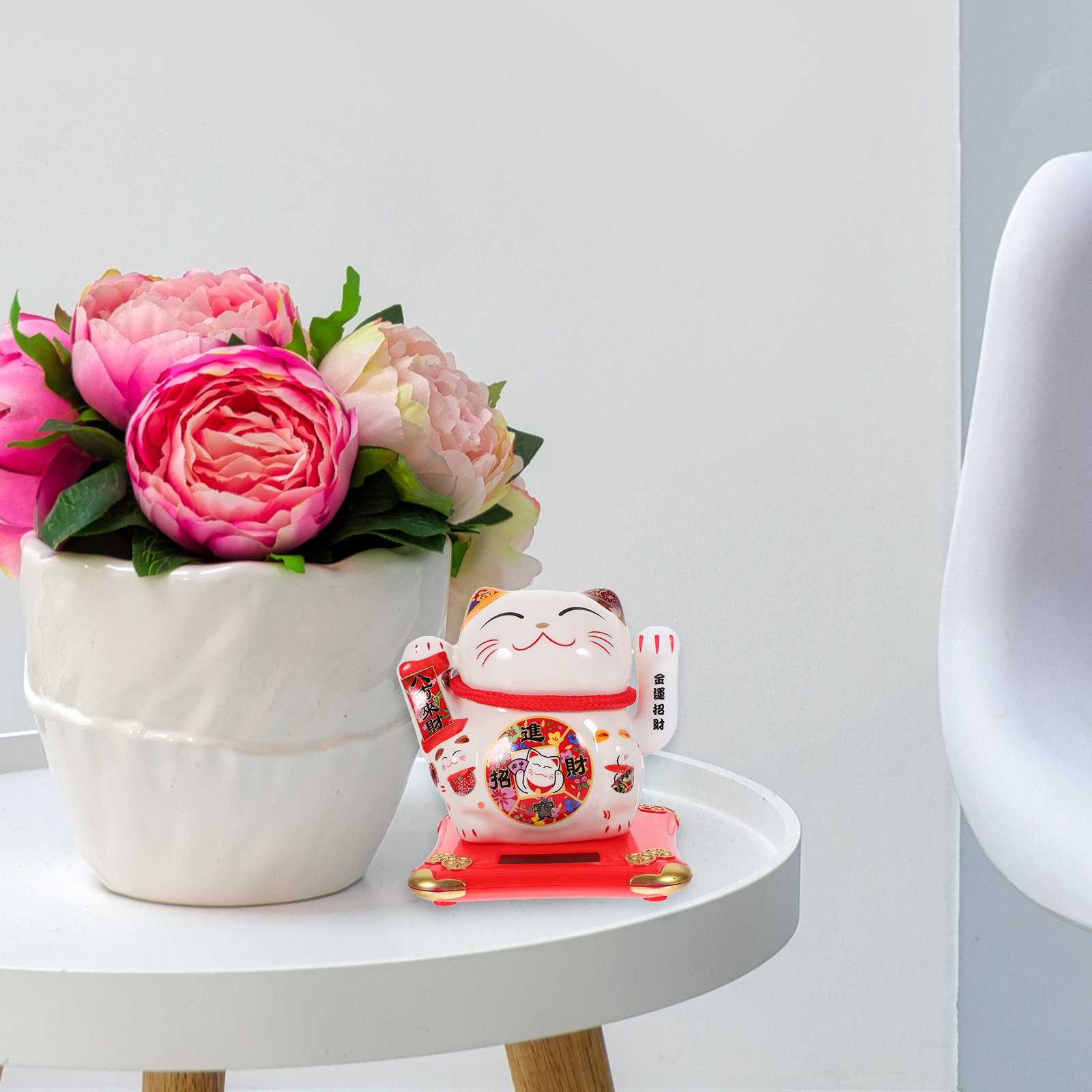 Solar Powered Cat Ornament wit - Home Office Feng Shui recension och pris
